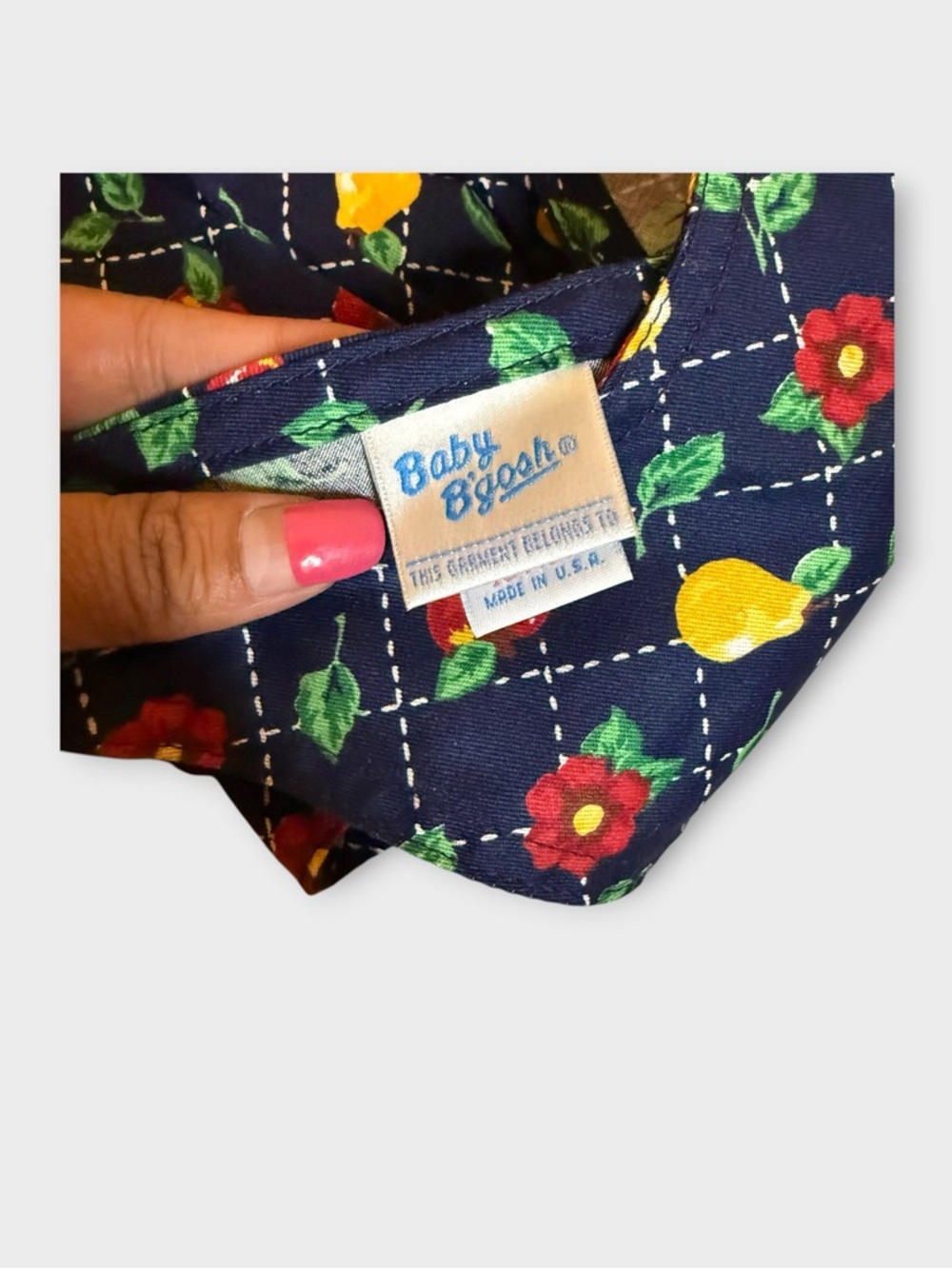 OshKosh B’gosh Vintage Pear Apple Fruit Floral Leaf Pattern Pinafore Dress - Picture 5 of 8